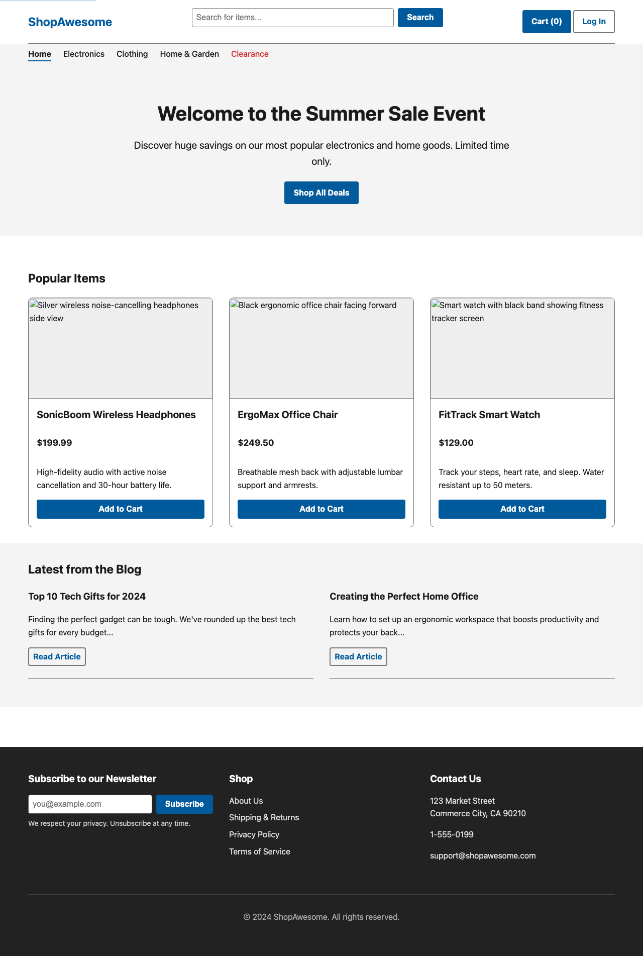Screenshot sample 0 for shopping-home-page / Gemini 3 Pro Preview
