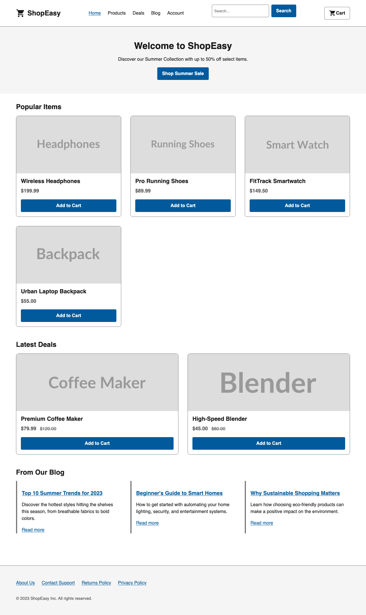 Screenshot sample 1 for shopping-home-page / Gemini 3 Pro Preview
