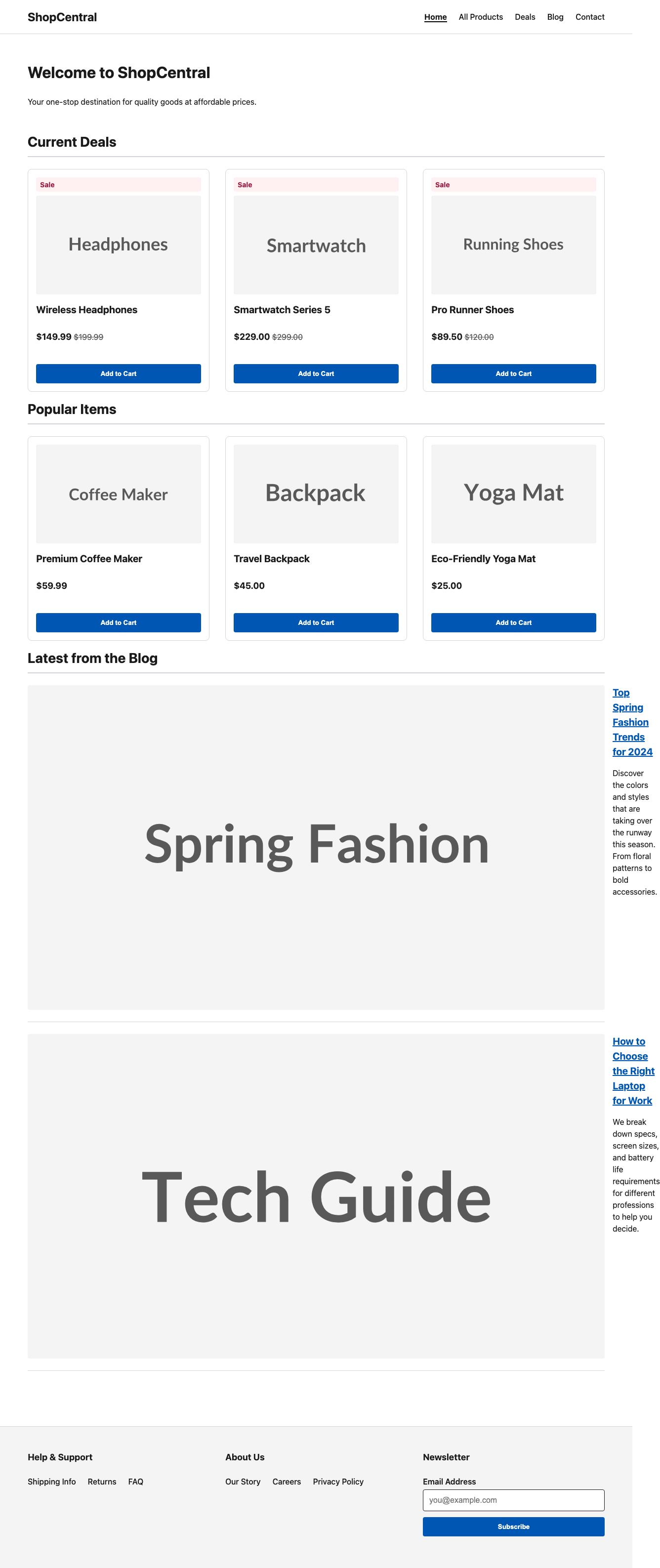 Screenshot sample 2 for shopping-home-page / Gemini 3 Pro Preview