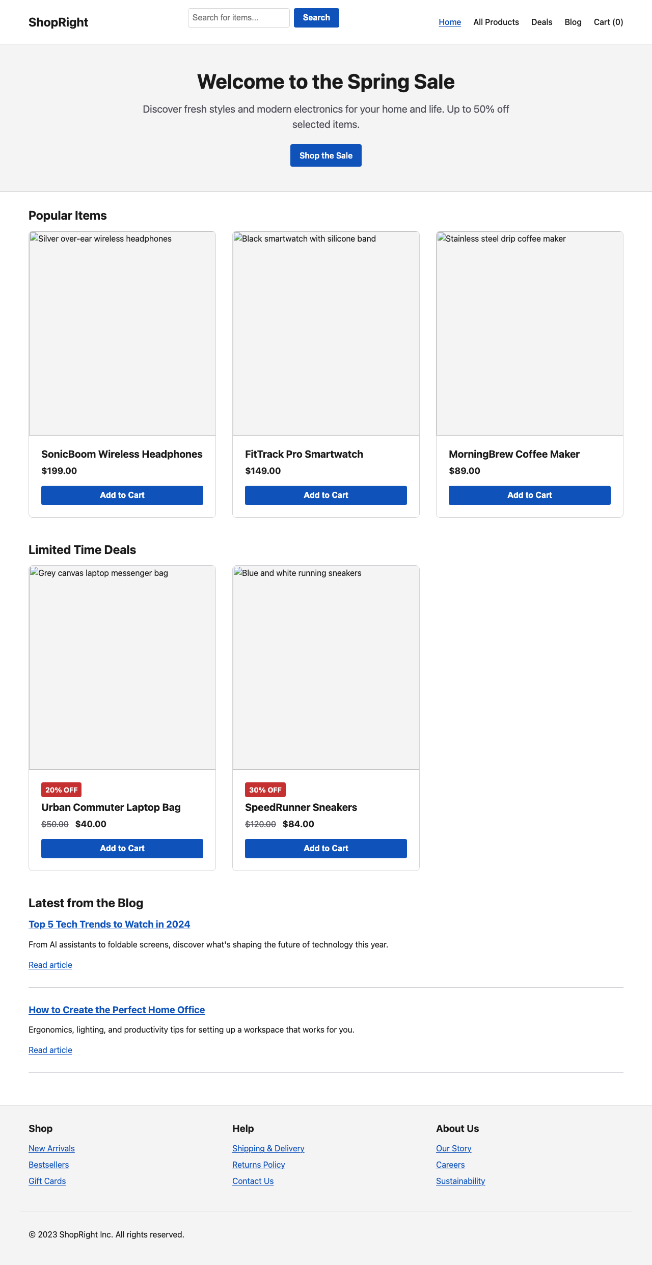 Screenshot sample 3 for shopping-home-page / Gemini 3 Pro Preview