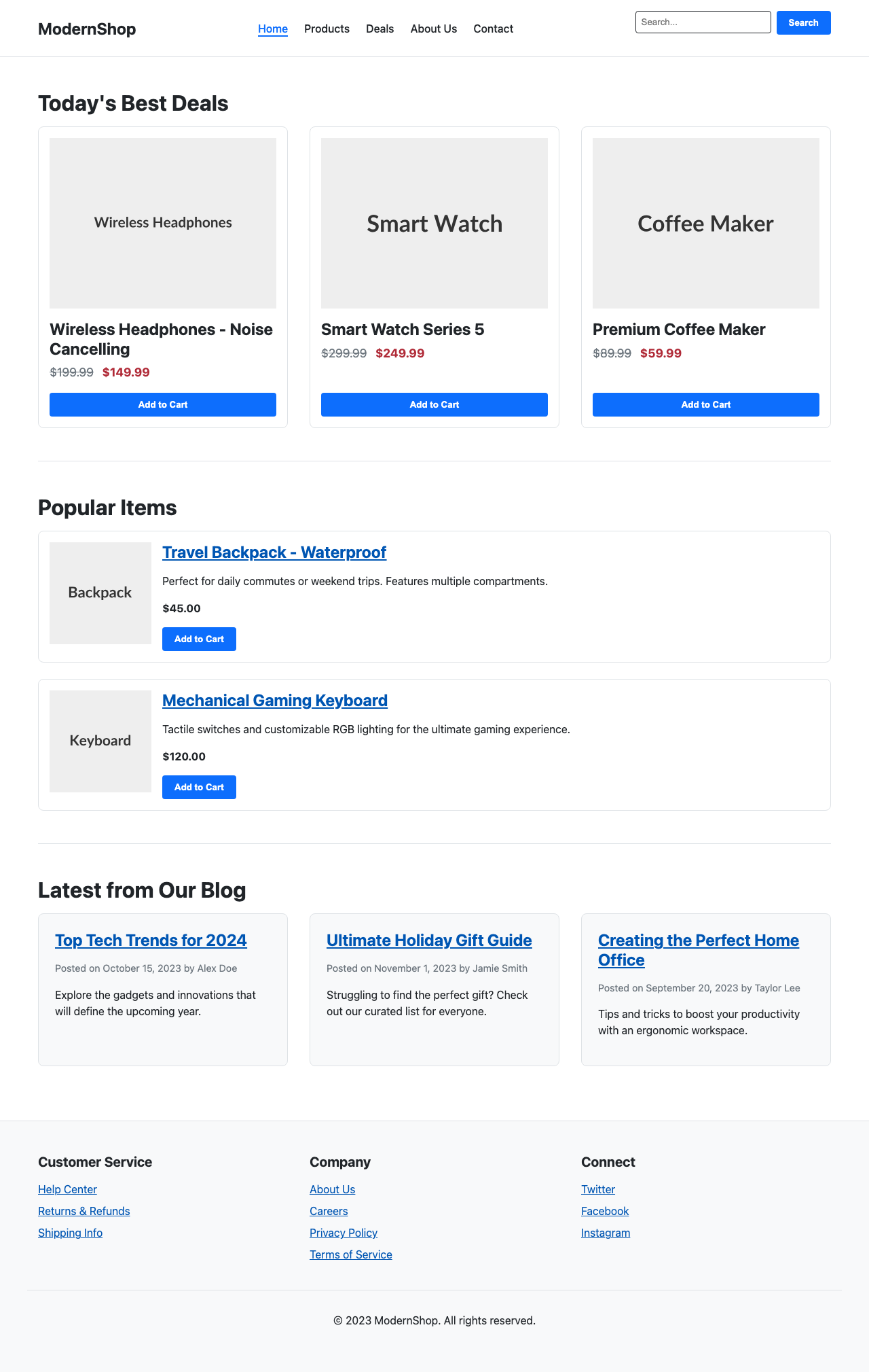 Screenshot sample 4 for shopping-home-page / Gemini 3 Pro Preview