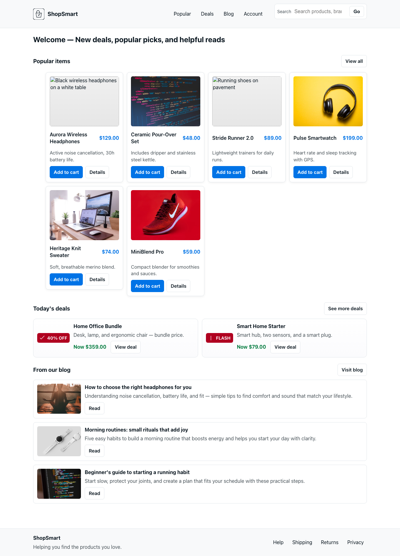 Screenshot sample 1 for shopping-home-page / GPT-5 Mini