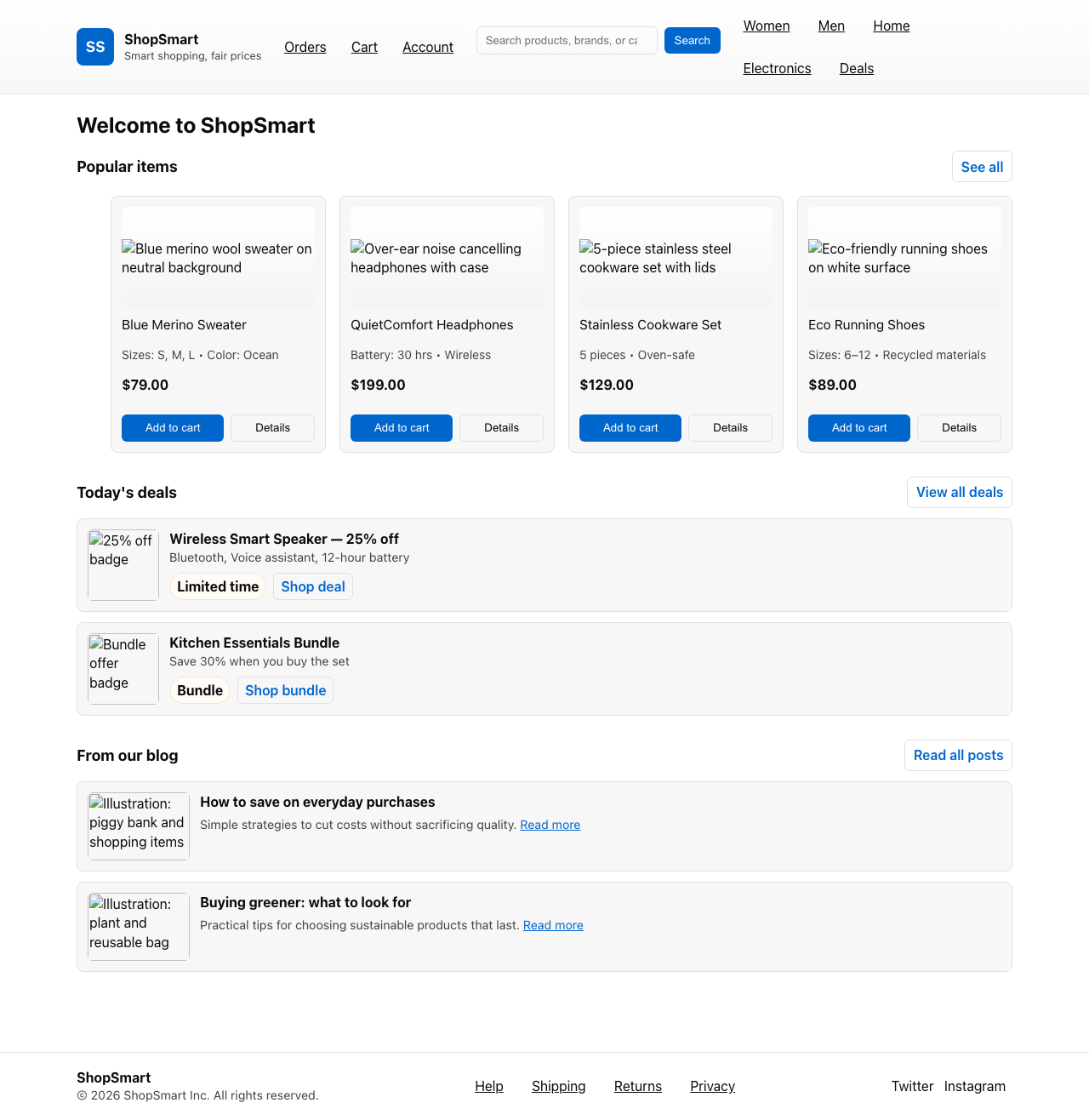 Screenshot sample 3 for shopping-home-page / GPT-5 Mini