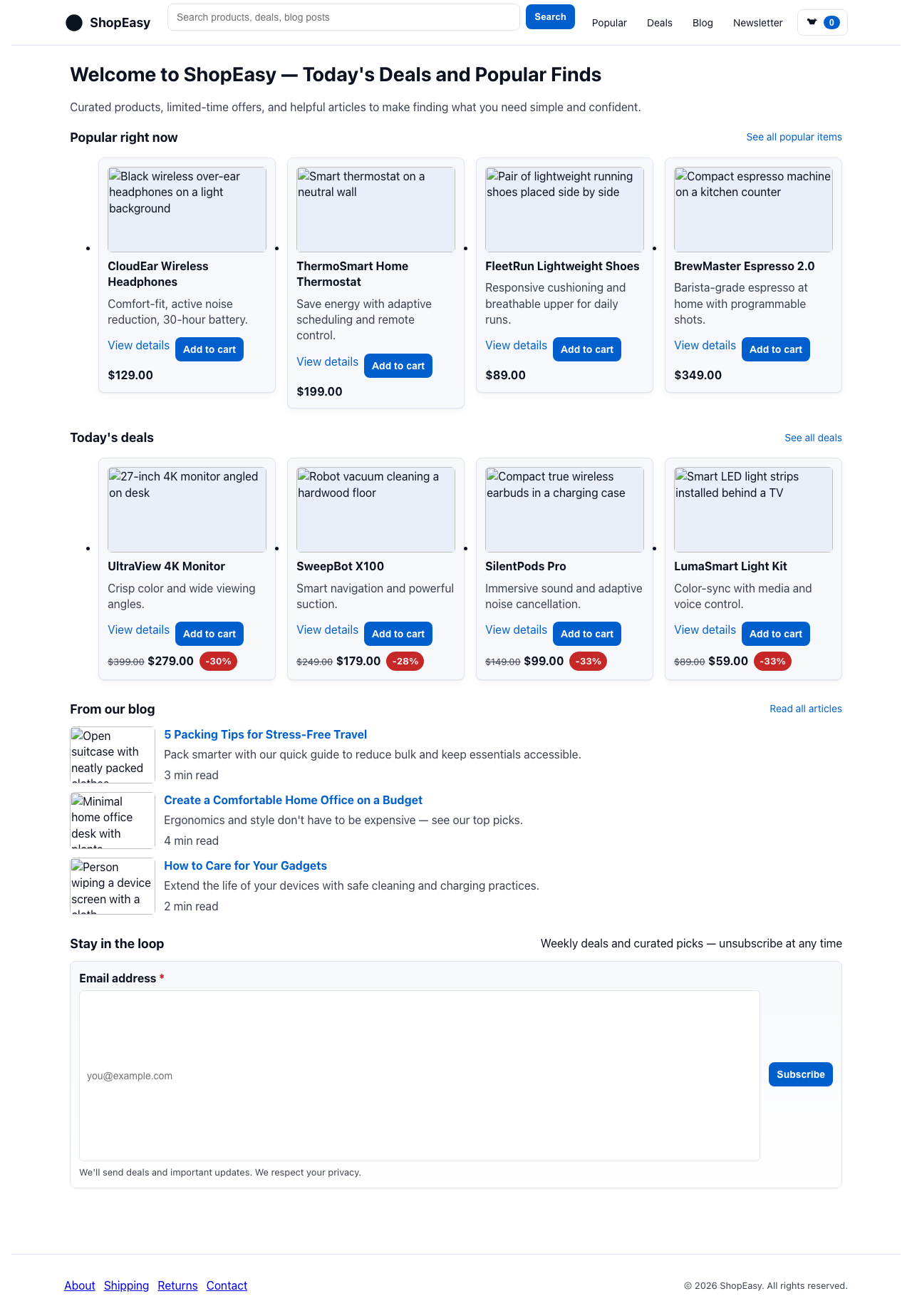 Screenshot sample 4 for shopping-home-page / GPT-5 Mini