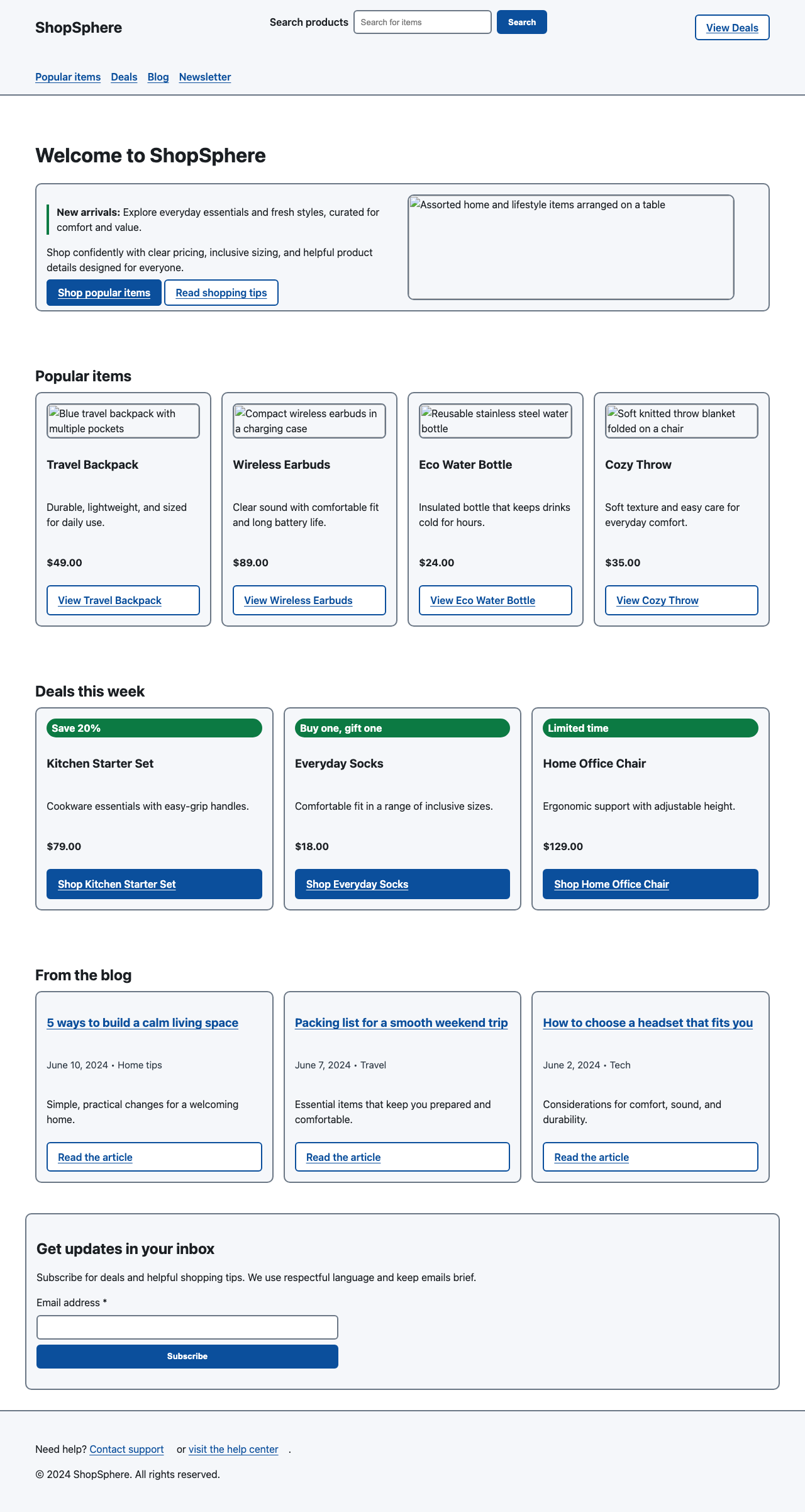 Screenshot sample 1 for shopping-home-page / GPT-5.2 Codex