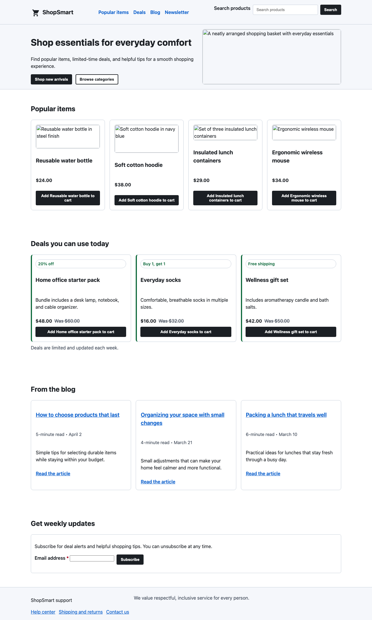 Screenshot sample 2 for shopping-home-page / GPT-5.2 Codex