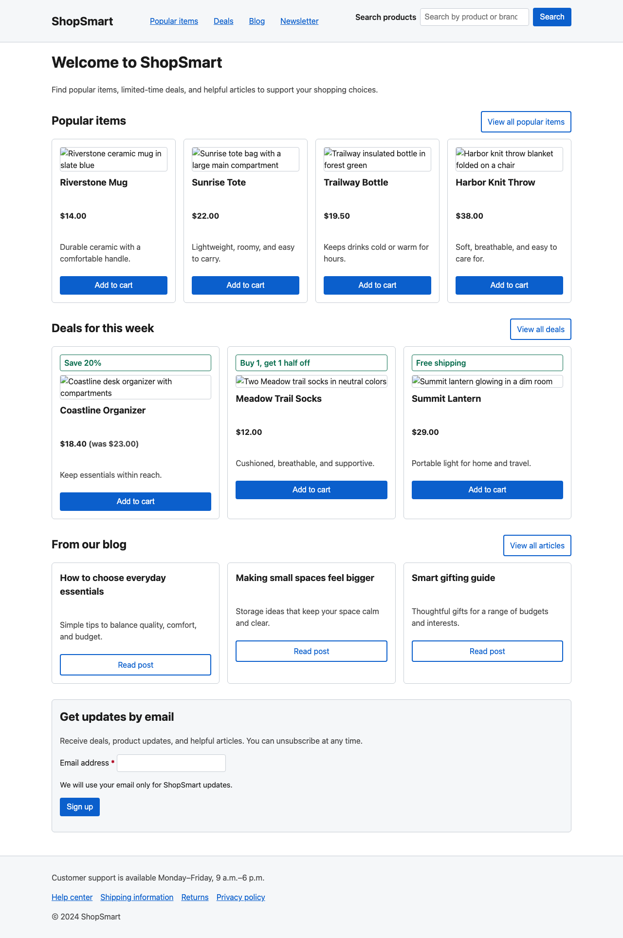 Screenshot sample 3 for shopping-home-page / GPT-5.2 Codex