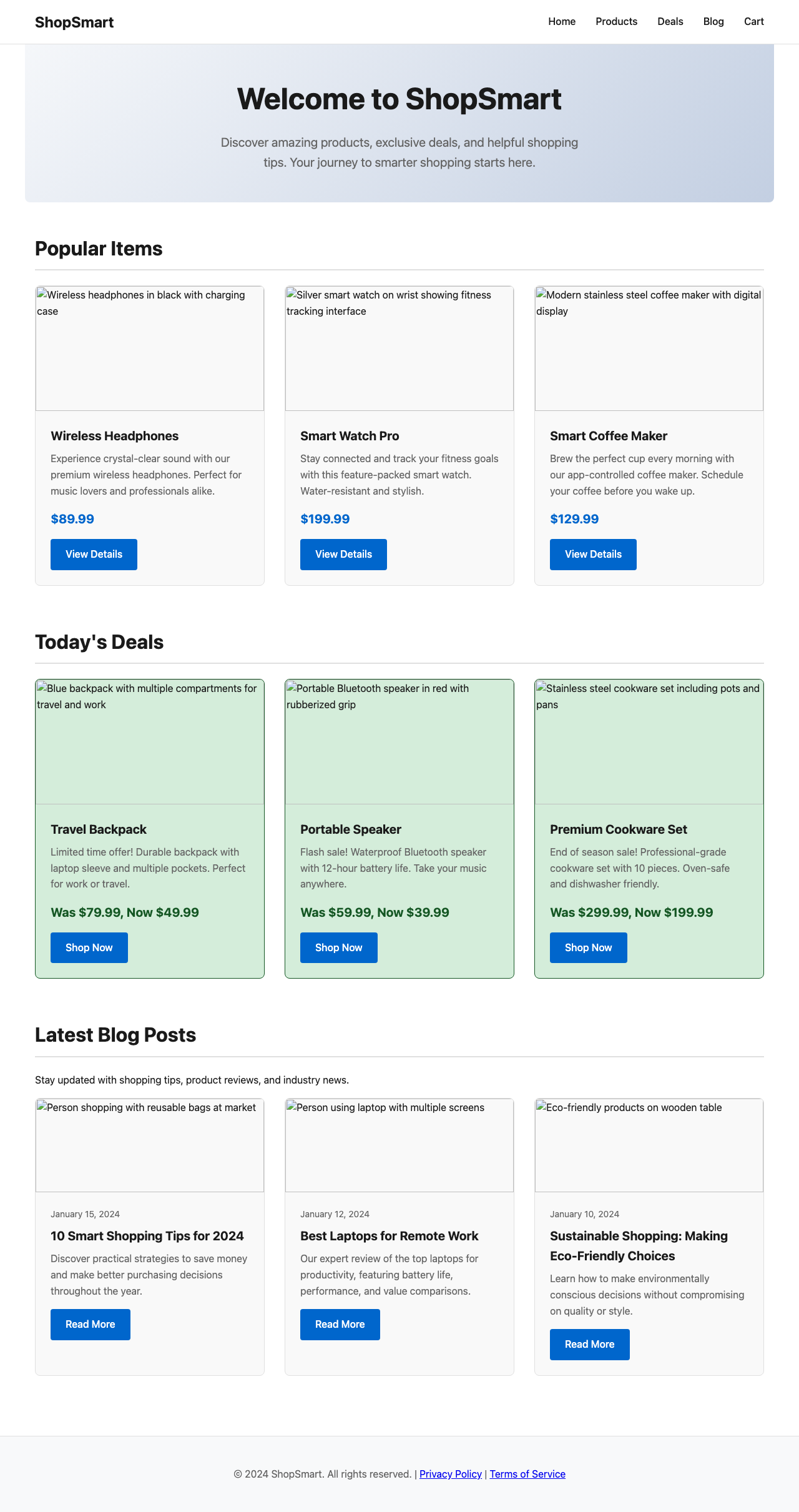 Screenshot sample 4 for shopping-home-page / Grok 4 Fast Non-Reasoning