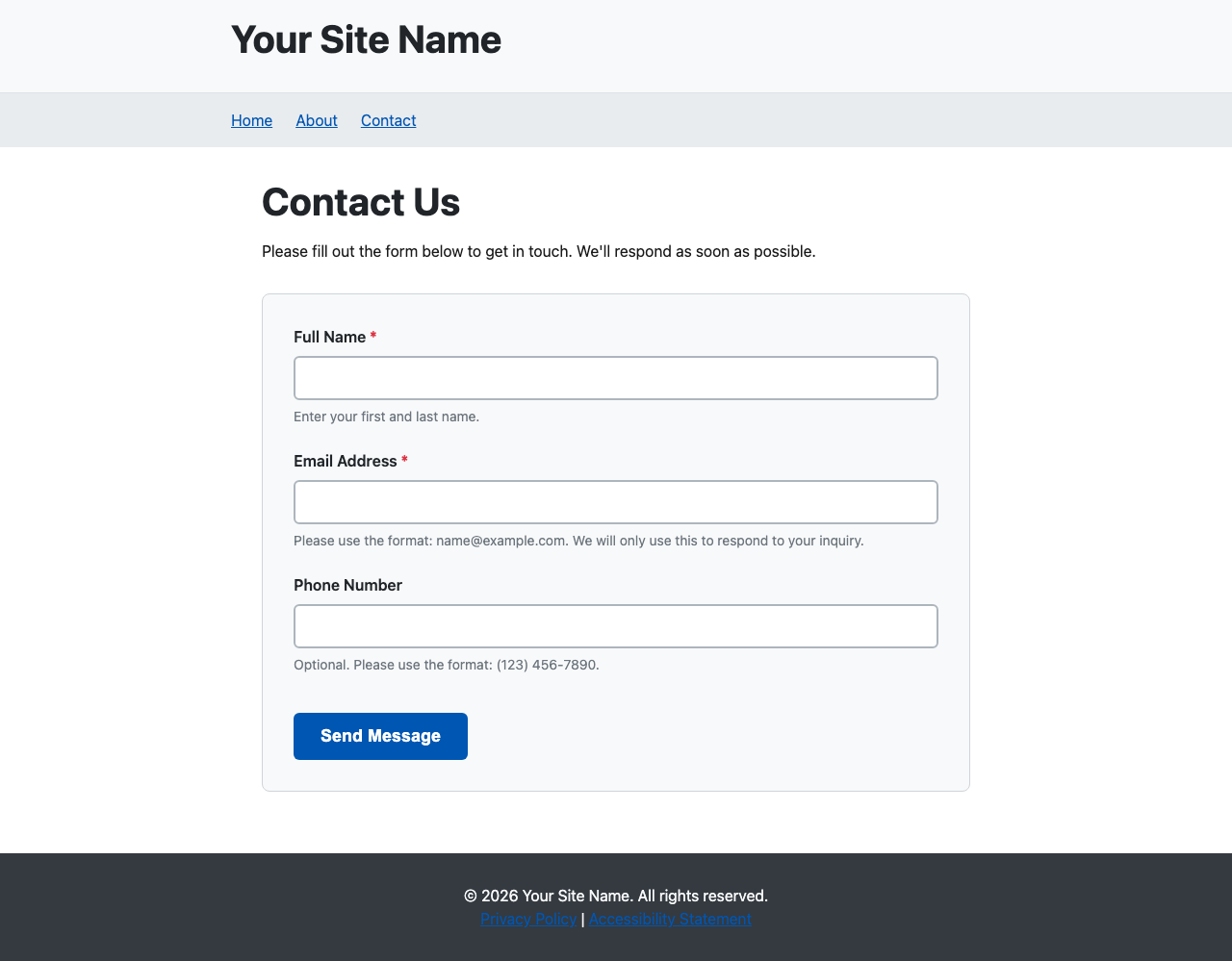 Screenshot sample 0 for simple-contact-form / DeepSeek V3.2