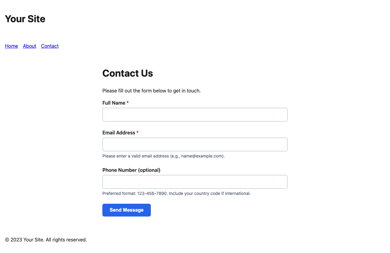 Screenshot sample 1 for simple-contact-form / DeepSeek V3.2