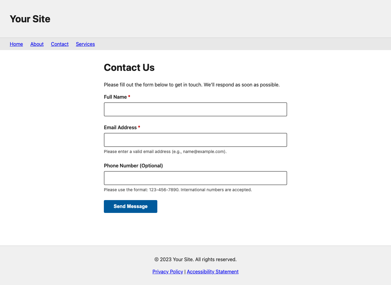 Screenshot sample 2 for simple-contact-form / DeepSeek V3.2