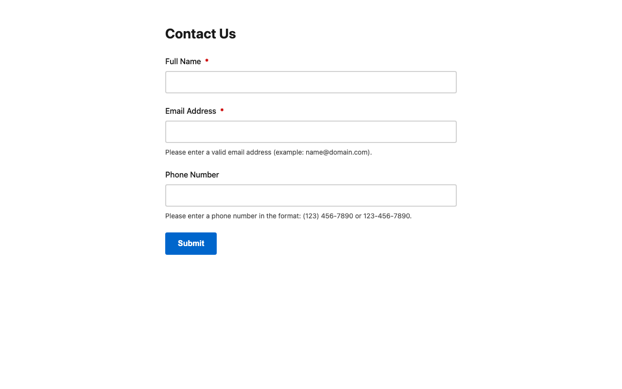 Screenshot sample 3 for simple-contact-form / Claude Haiku 4.5