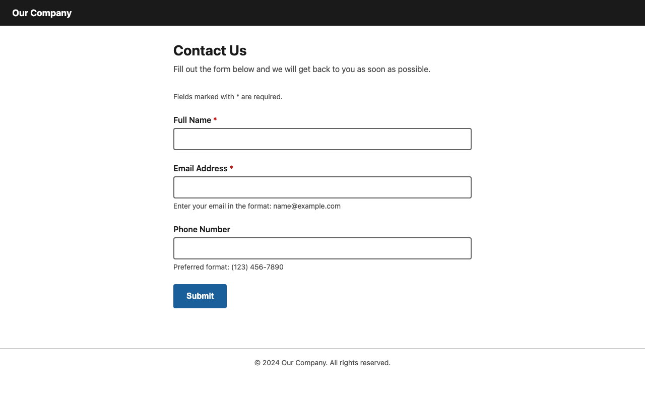 Screenshot sample 1 for simple-contact-form / Claude Opus 4.6