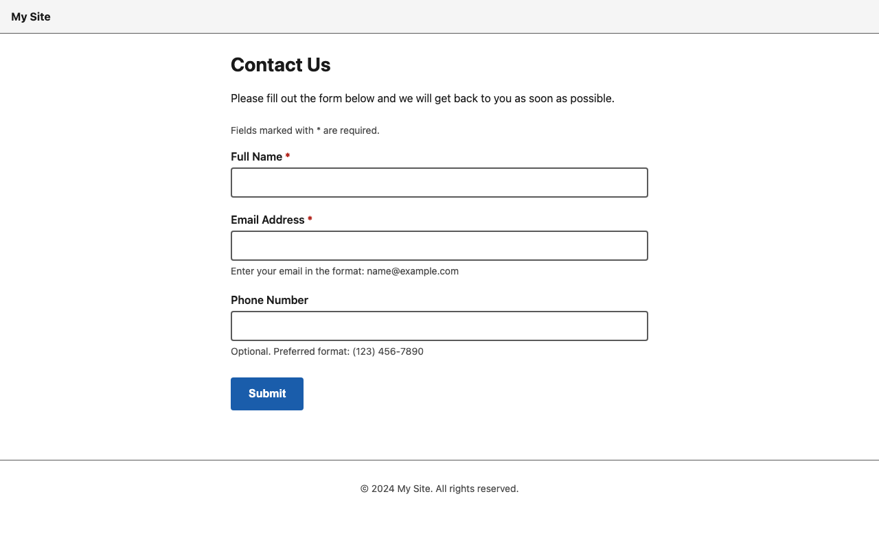 Screenshot sample 3 for simple-contact-form / Claude Opus 4.6