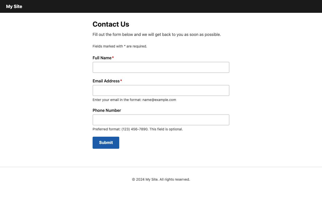 Screenshot sample 4 for simple-contact-form / Claude Opus 4.6
