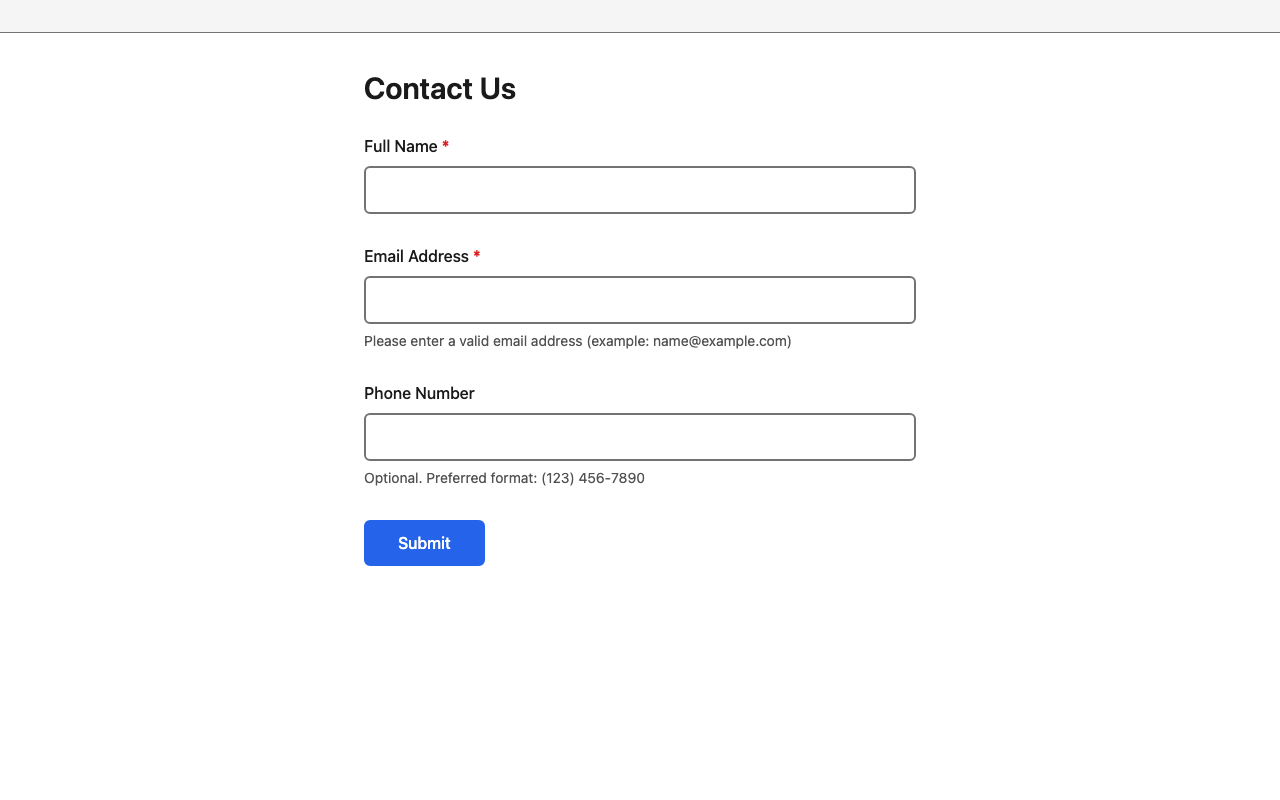 Screenshot sample 3 for simple-contact-form / Claude Sonnet 4.5