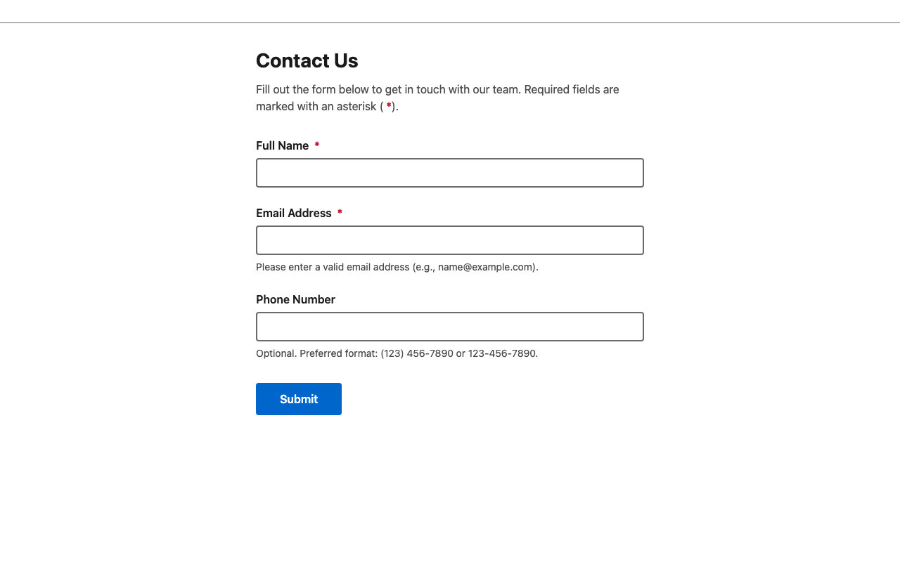 Screenshot sample 4 for simple-contact-form / Claude Sonnet 4.5