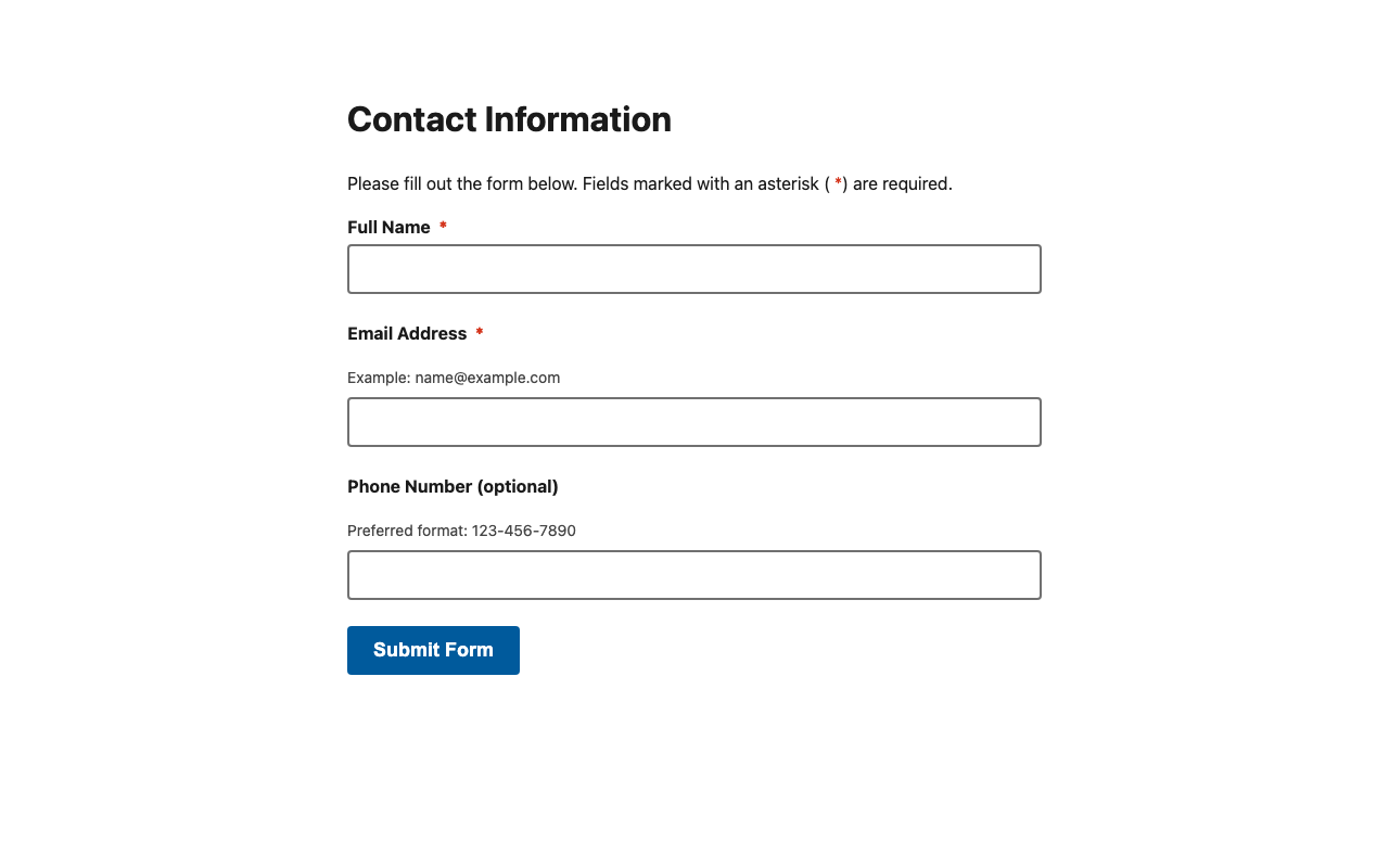 Screenshot sample 0 for simple-contact-form / Gemini 3 Flash Preview