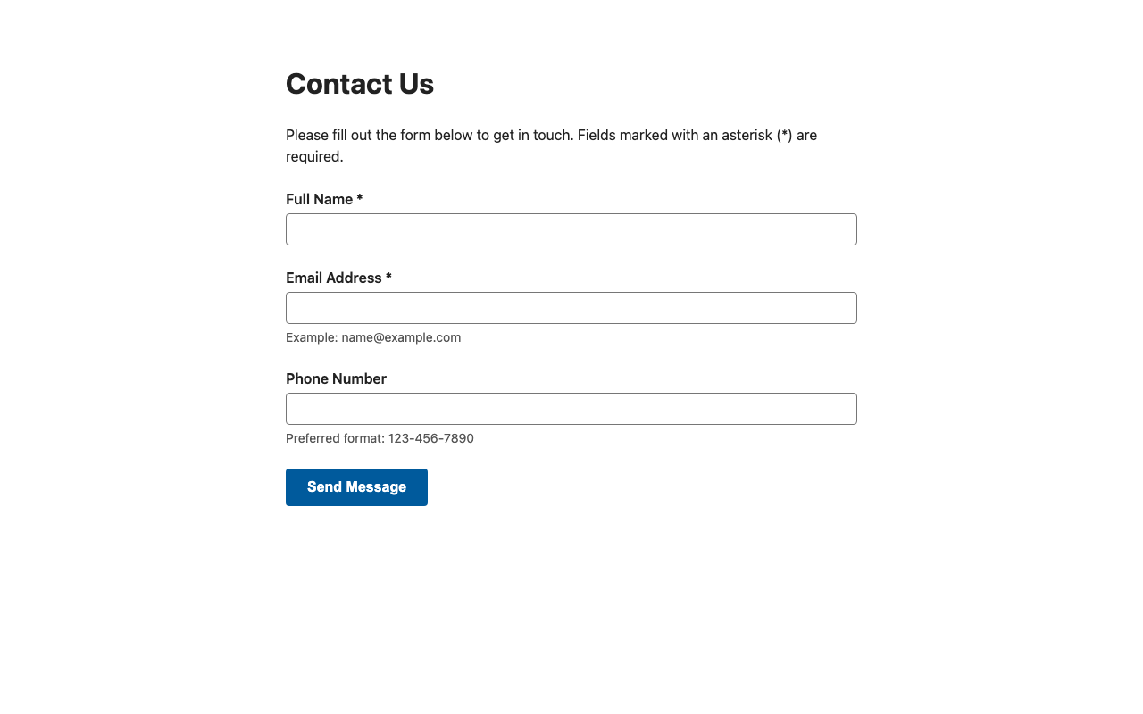 Screenshot sample 0 for simple-contact-form / Gemini 3 Pro Preview