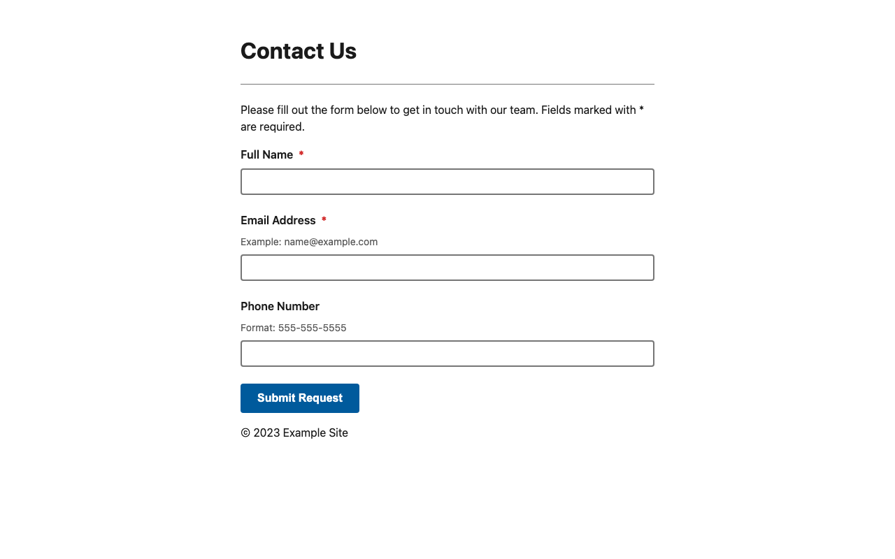 Screenshot sample 1 for simple-contact-form / Gemini 3 Pro Preview