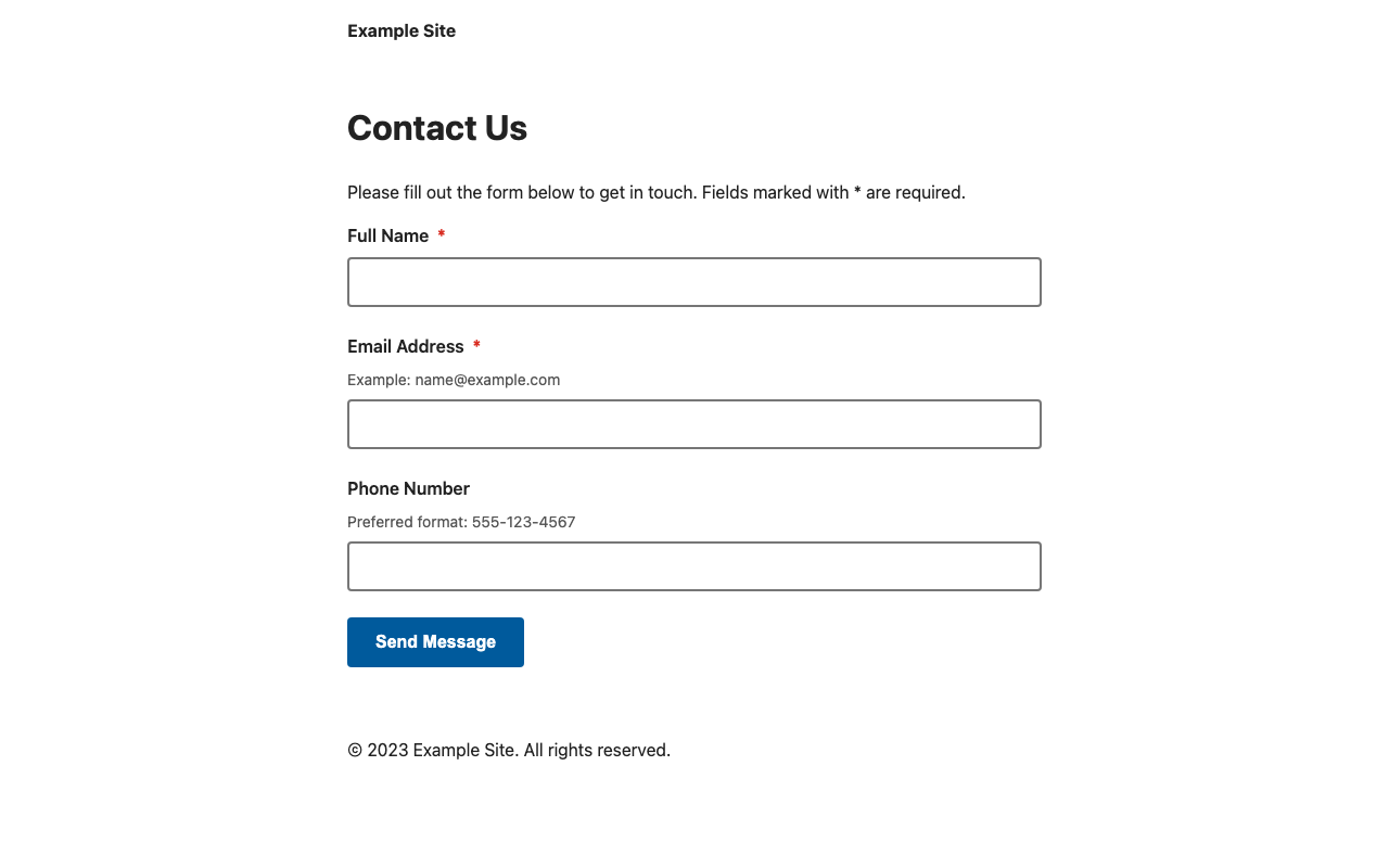 Screenshot sample 4 for simple-contact-form / Gemini 3 Pro Preview