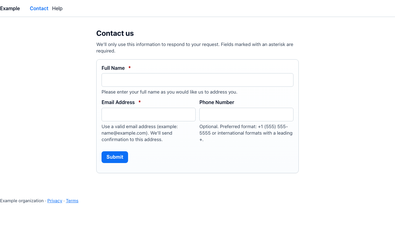 Screenshot sample 0 for simple-contact-form / GPT-5 Mini