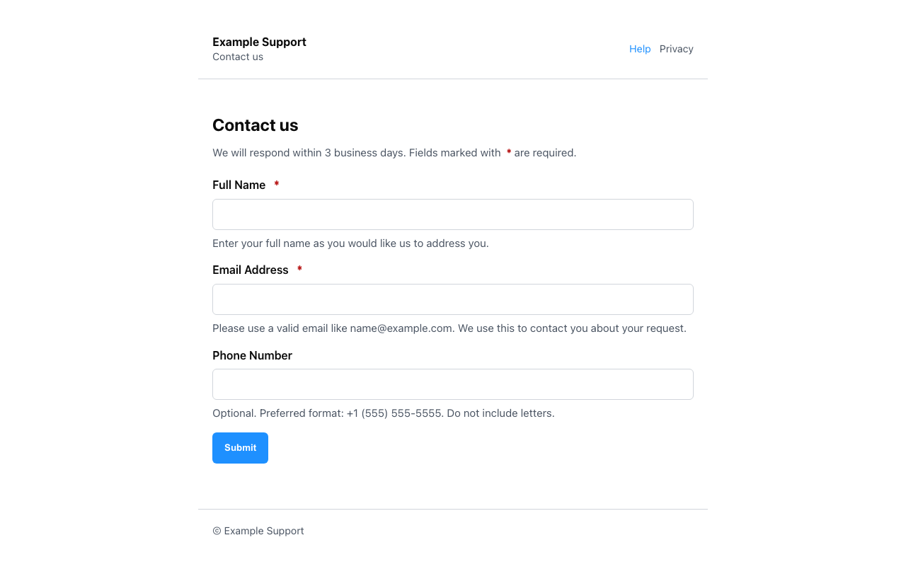 Screenshot sample 1 for simple-contact-form / GPT-5 Mini