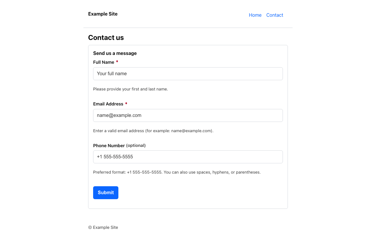 Screenshot sample 2 for simple-contact-form / GPT-5 Mini