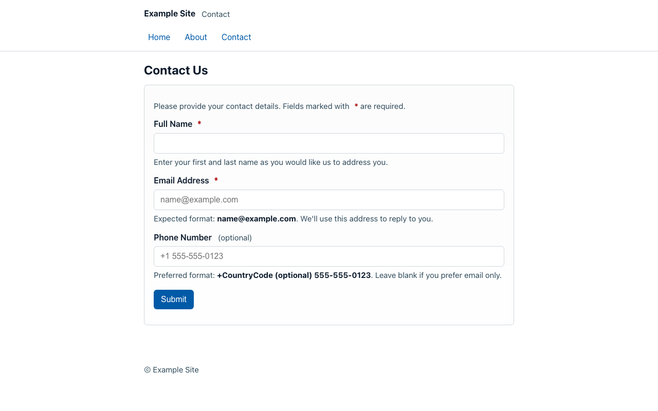 Screenshot sample 3 for simple-contact-form / GPT-5 Mini