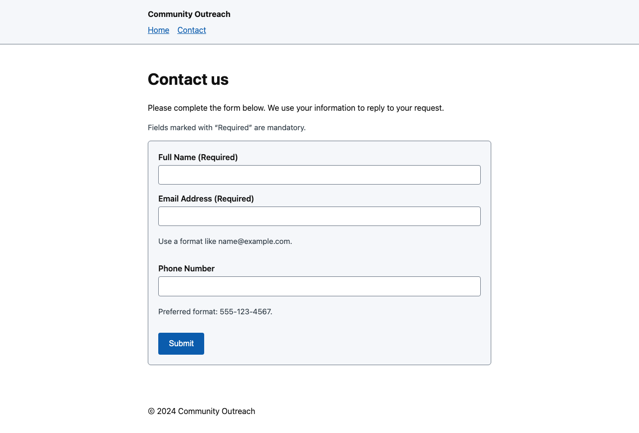 Screenshot sample 4 for simple-contact-form / GPT-5.2 Codex