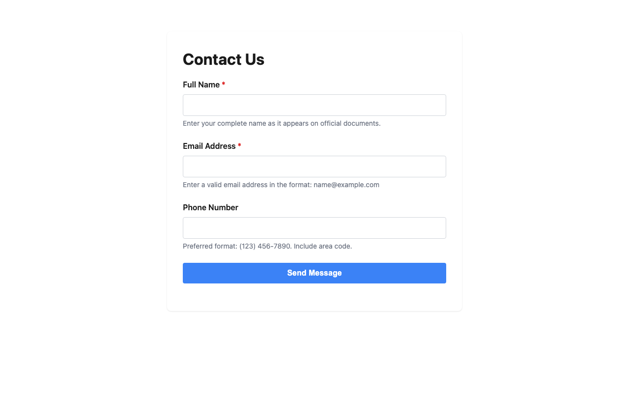 Screenshot sample 1 for simple-contact-form / Grok 4 Fast Non-Reasoning