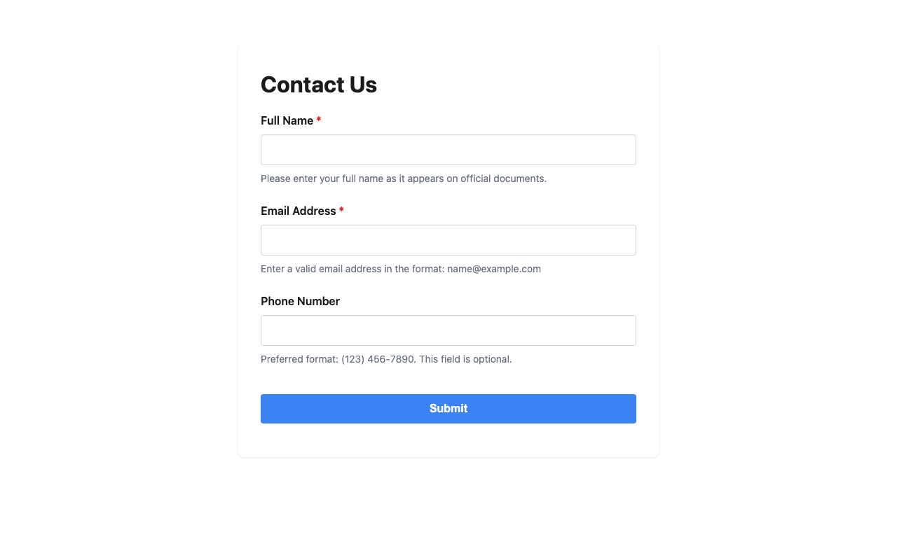 Screenshot sample 2 for simple-contact-form / Grok 4 Fast Non-Reasoning