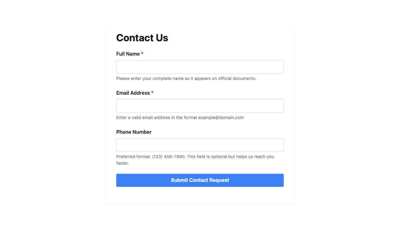 Screenshot sample 3 for simple-contact-form / Grok 4 Fast Non-Reasoning