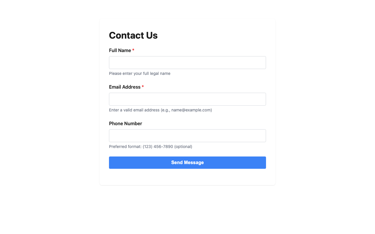 Screenshot sample 4 for simple-contact-form / Grok 4 Fast Non-Reasoning