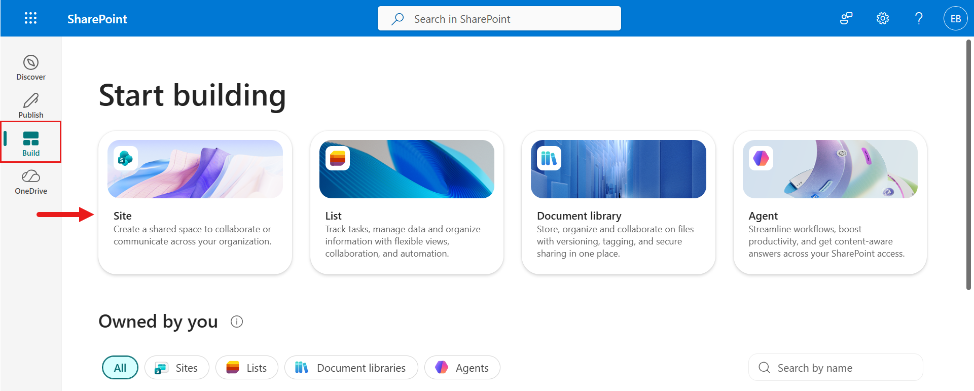 Create a new SharePoint site