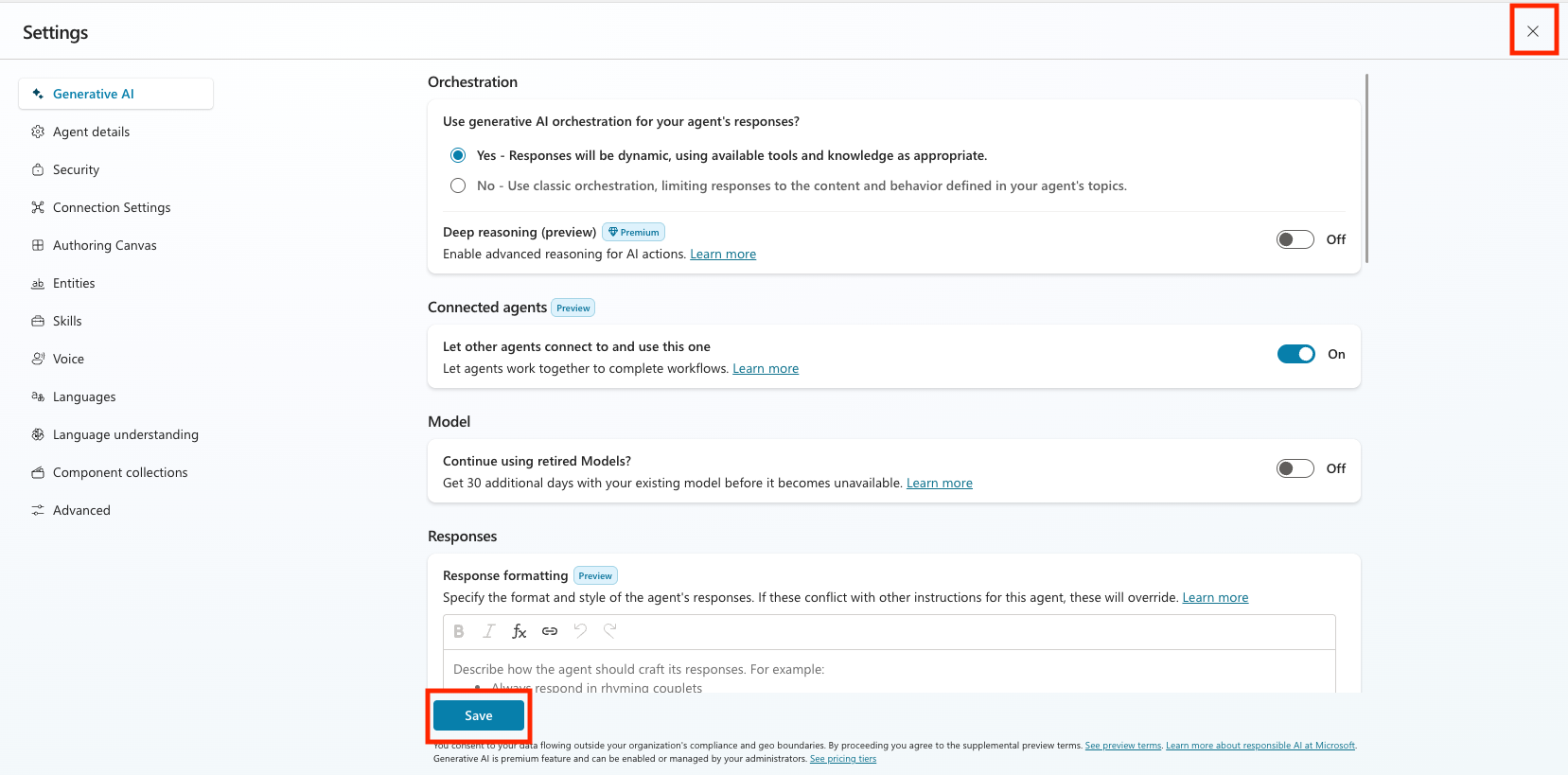 Settings Configuration