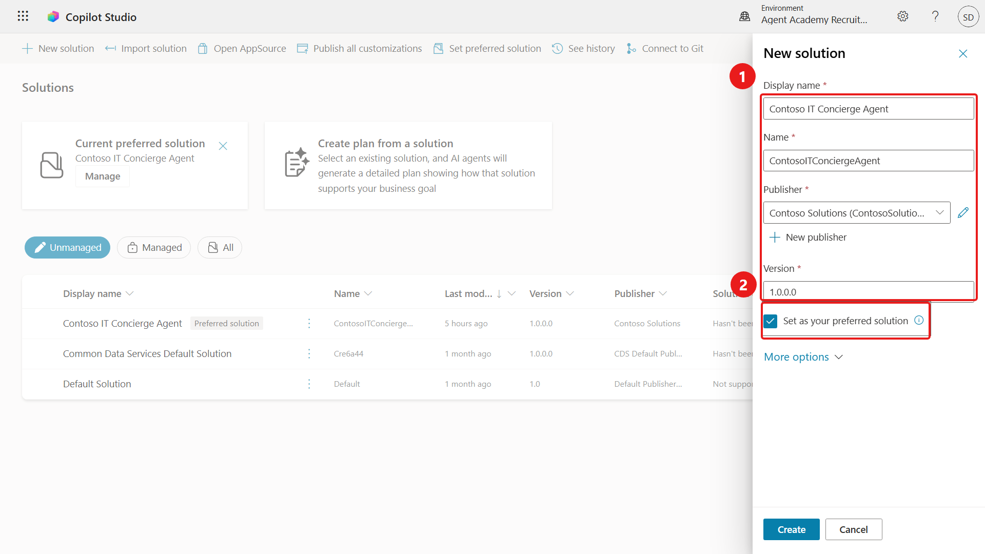 Configure the new solution details