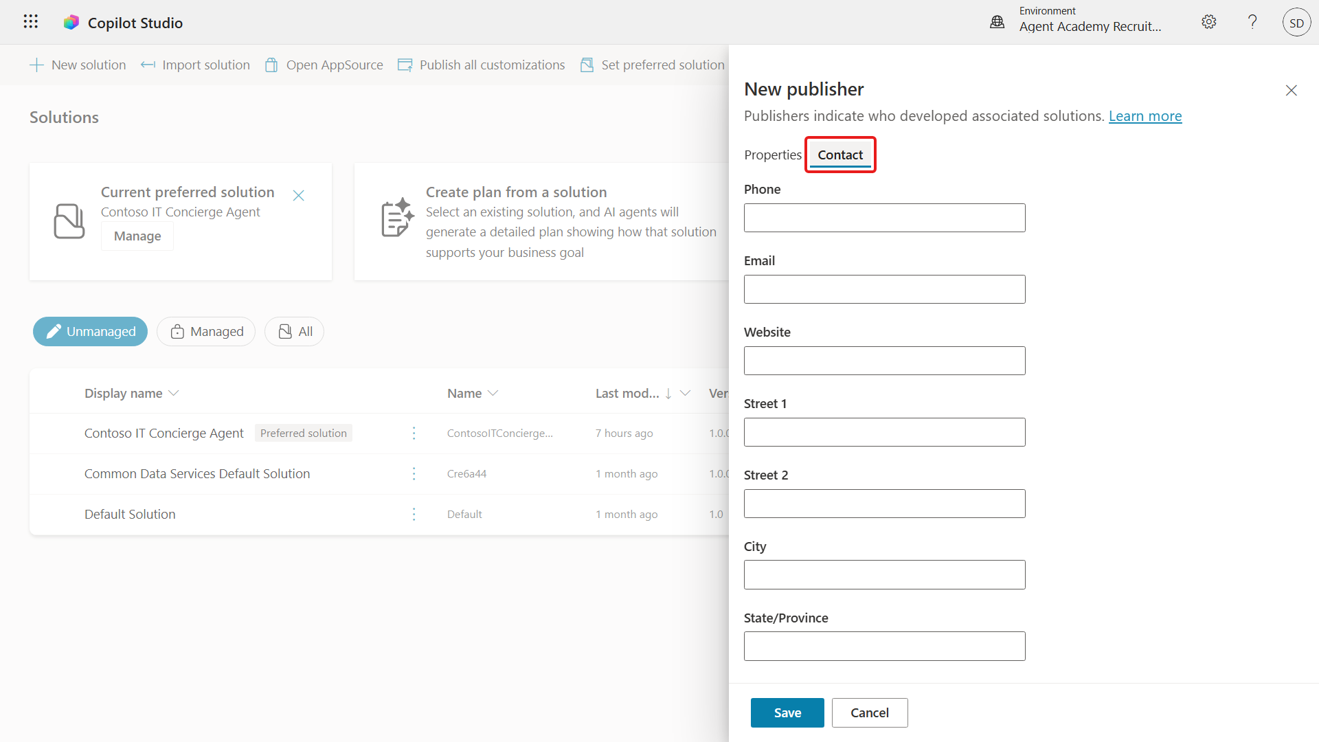 Contact details for the Solution
