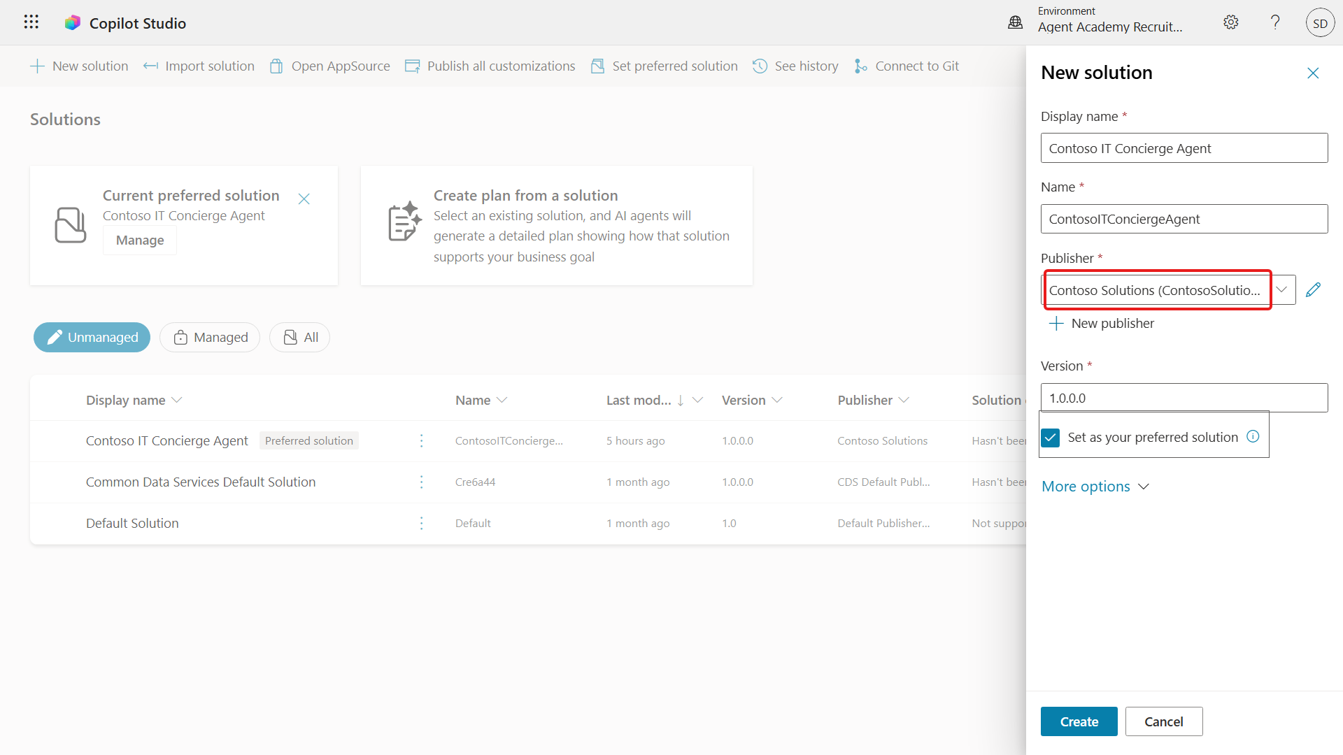 Custom publisher selected for new solution