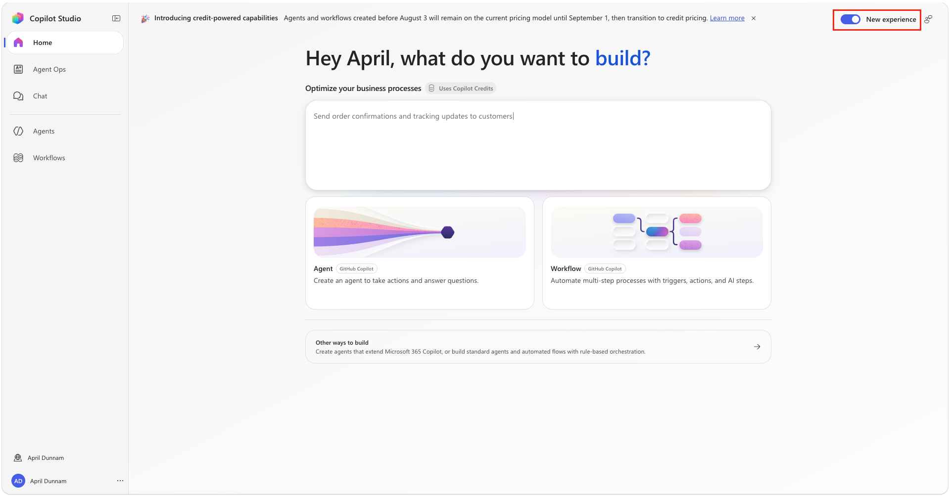 Enable the new Copilot Studio experience