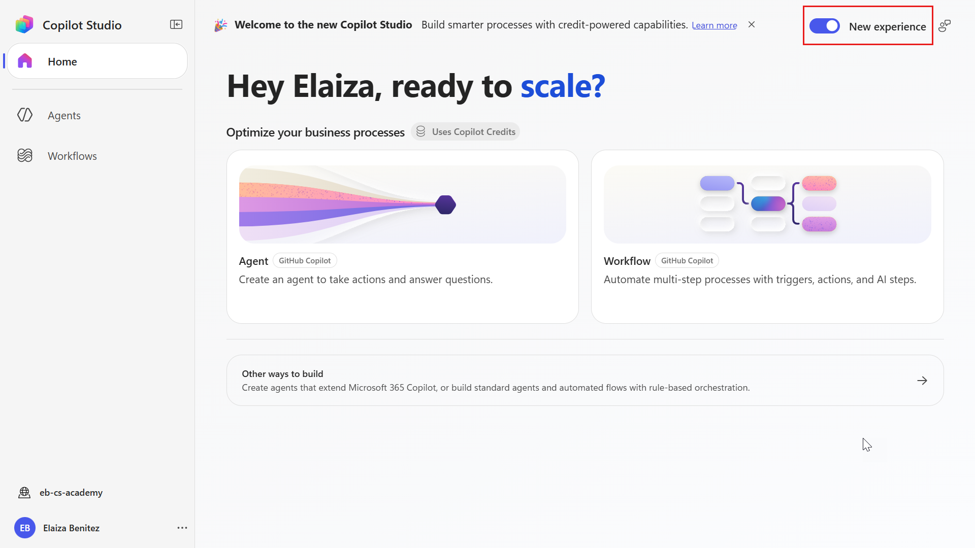 Enable the new Copilot Studio experience