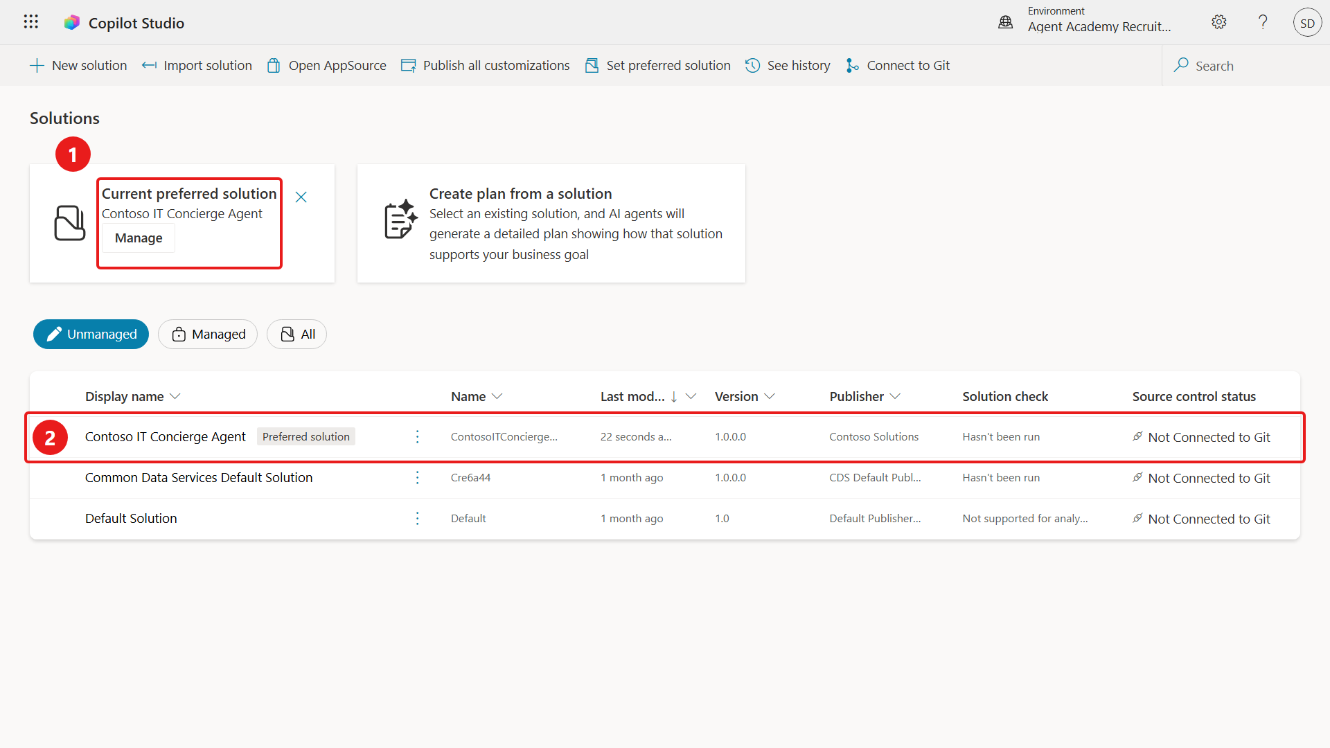 Preferred solution now the newly created solution