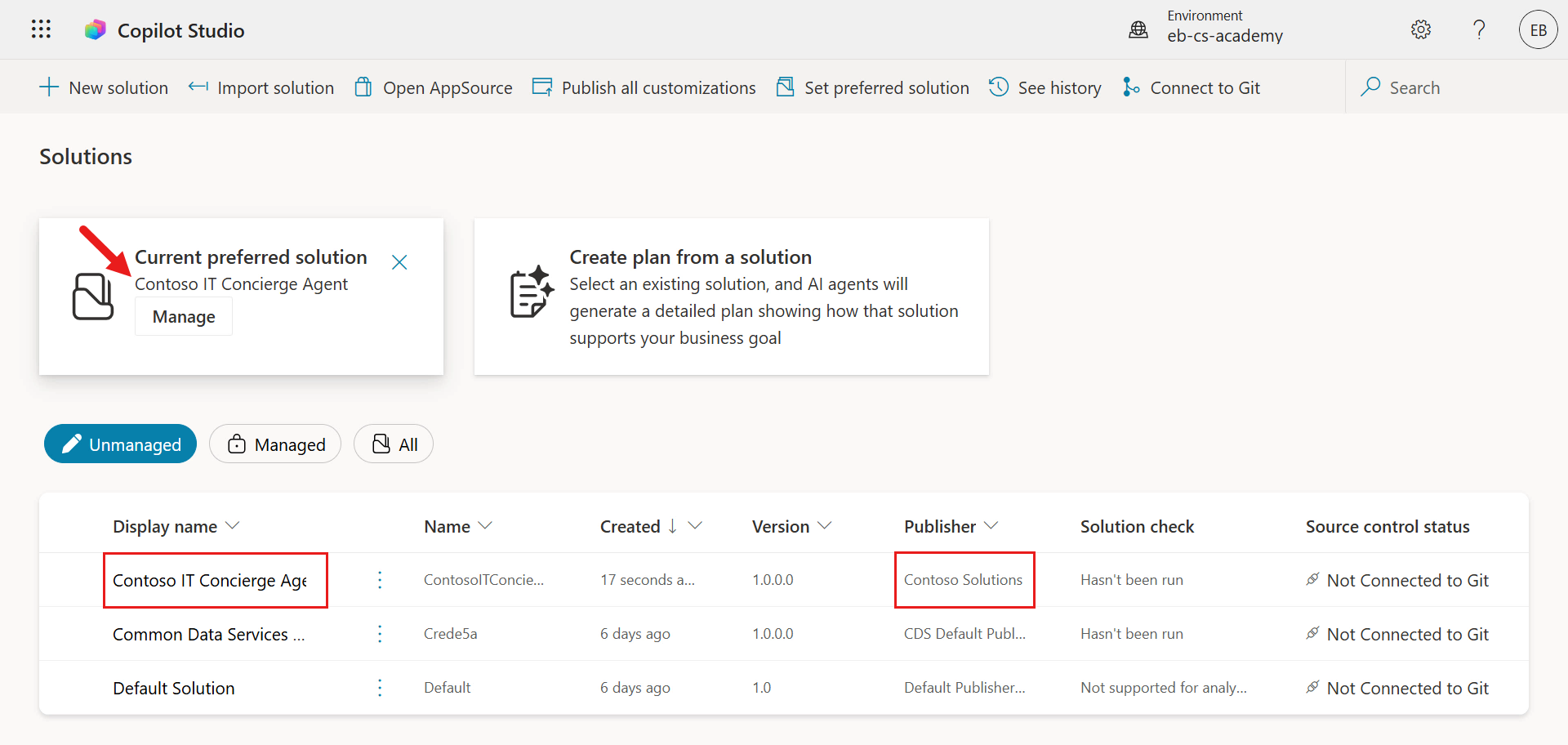 Preferred solution now the newly created solution