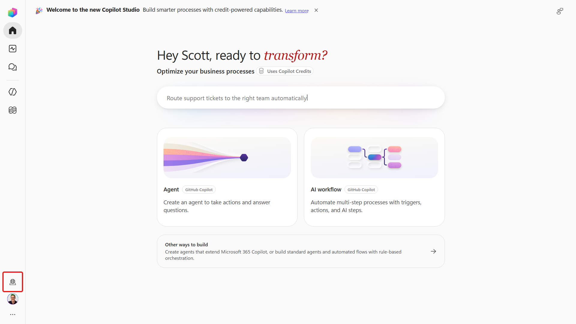 Select the Power Platform developer environment