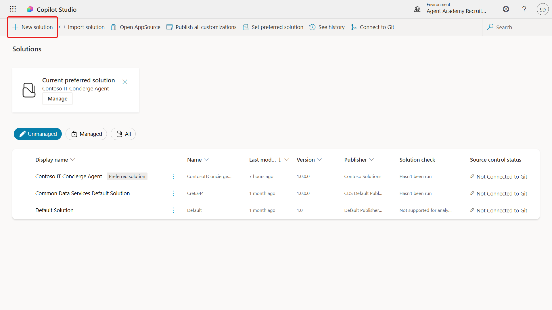 Solution Explorer available in Copilot Studio