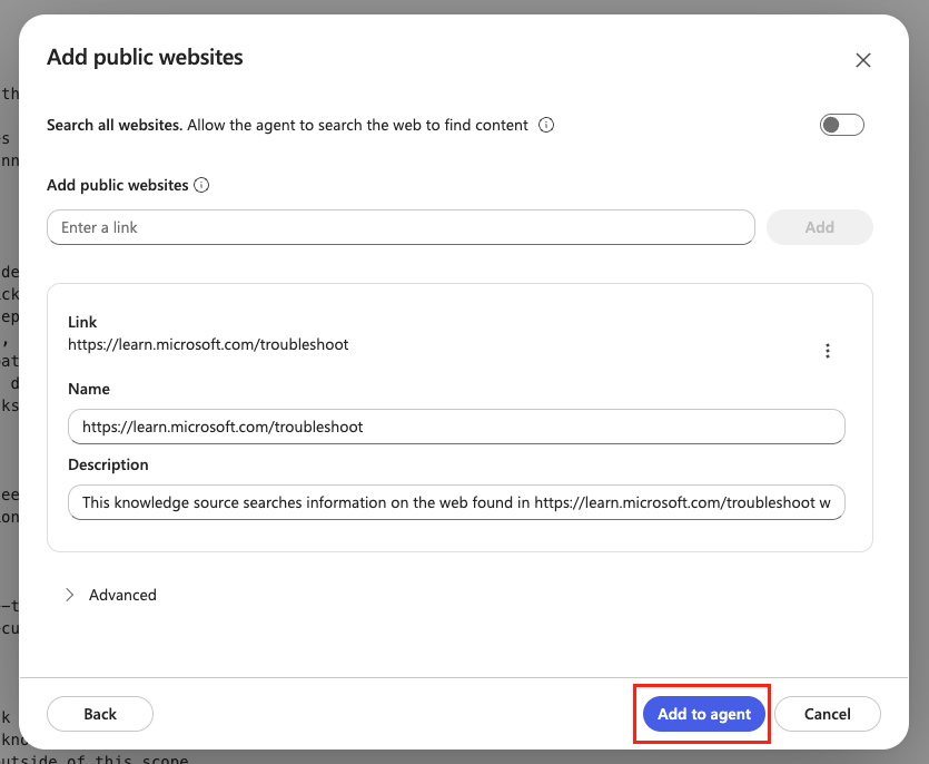 Add second public website to agent