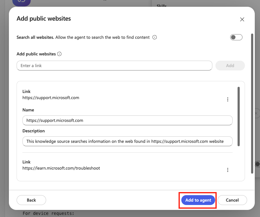 Add second public website to agent