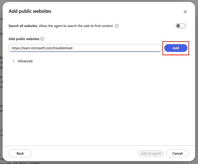 Add the additional public website URL