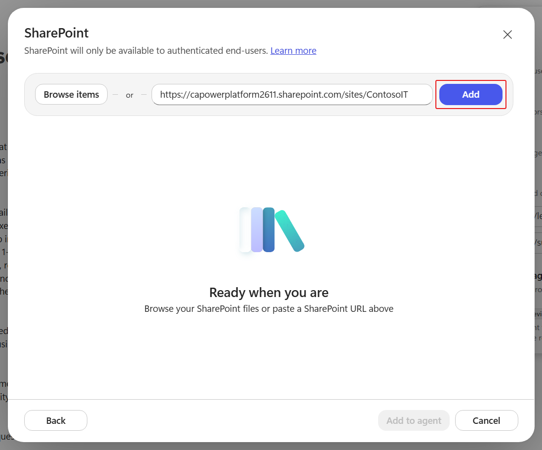 Add the SharePoint site URL