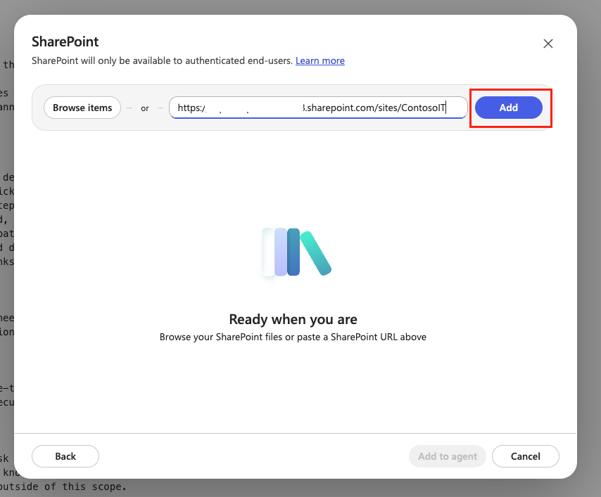 Add the SharePoint site URL